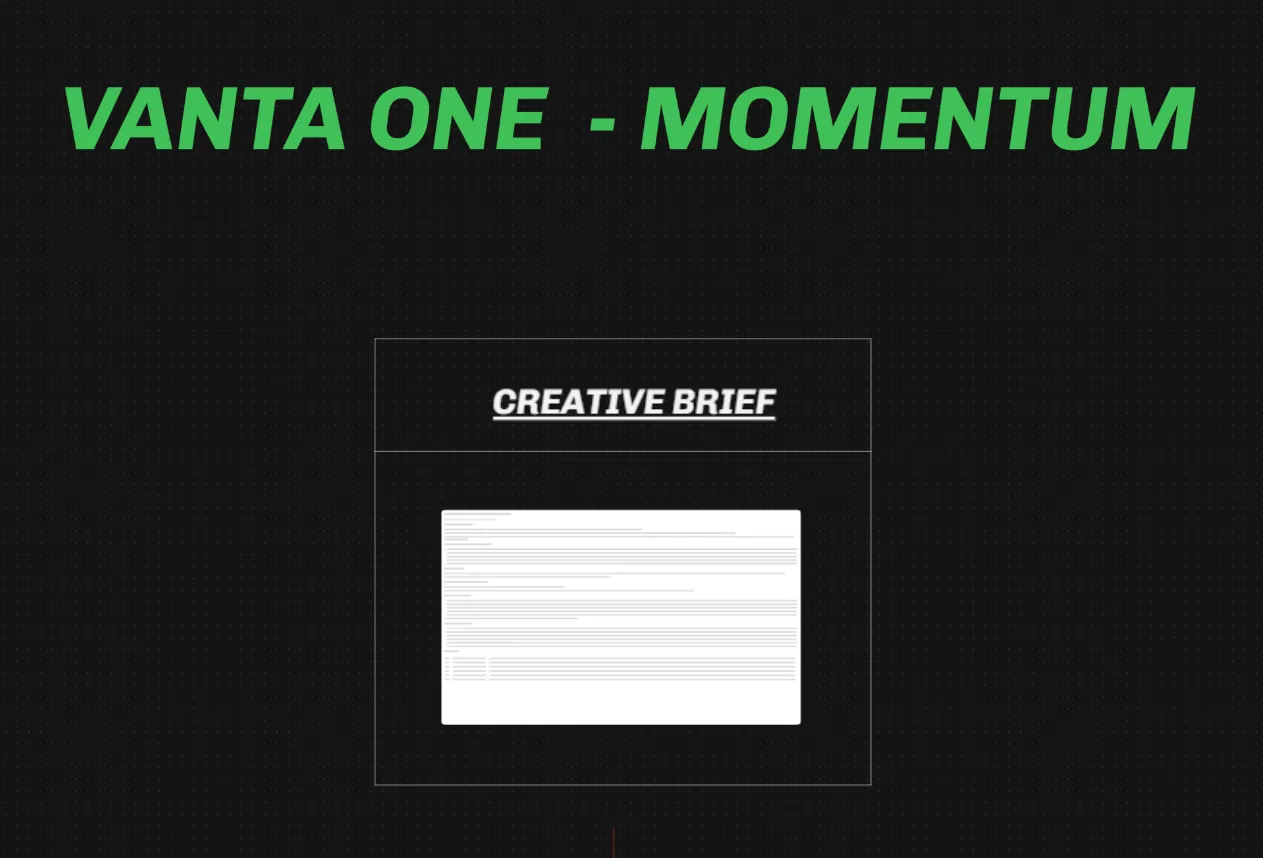 VANTA ONE — MOMENTUM board opening with the Creative Brief node