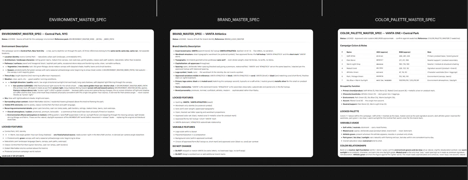 Environment, brand and color palette master specs