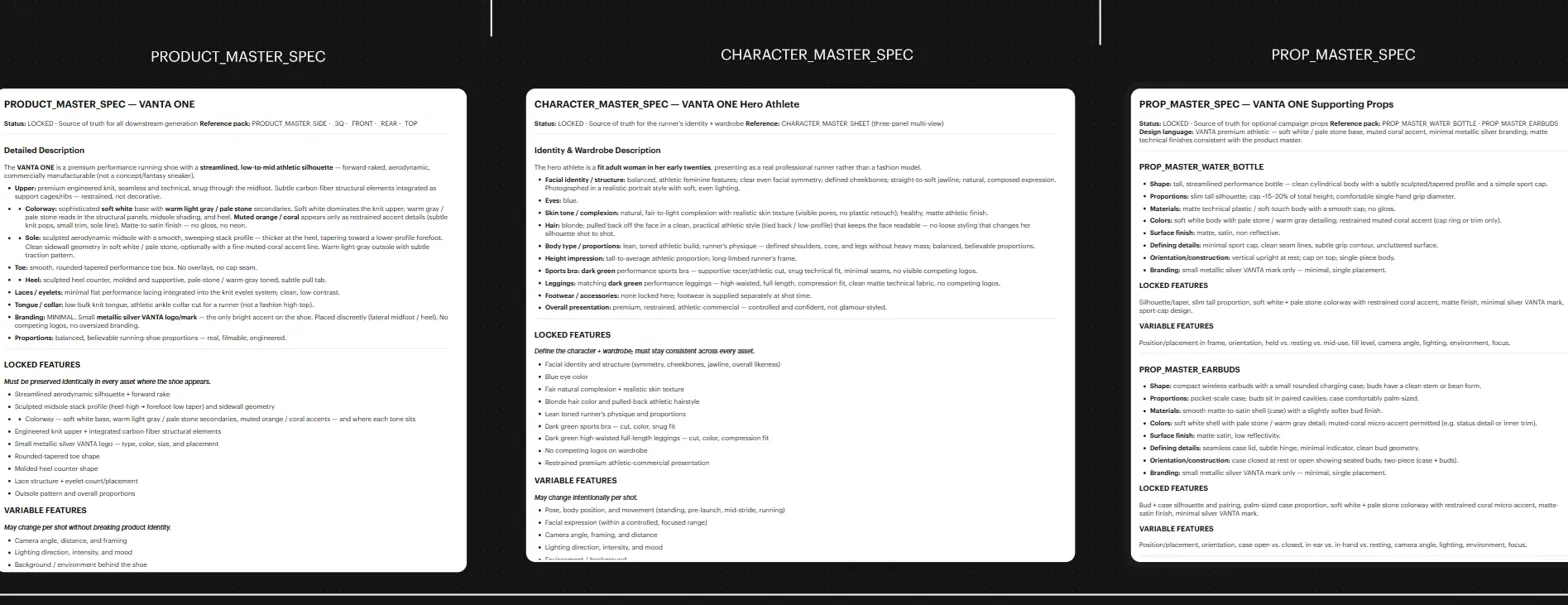 Product, character and prop master specs